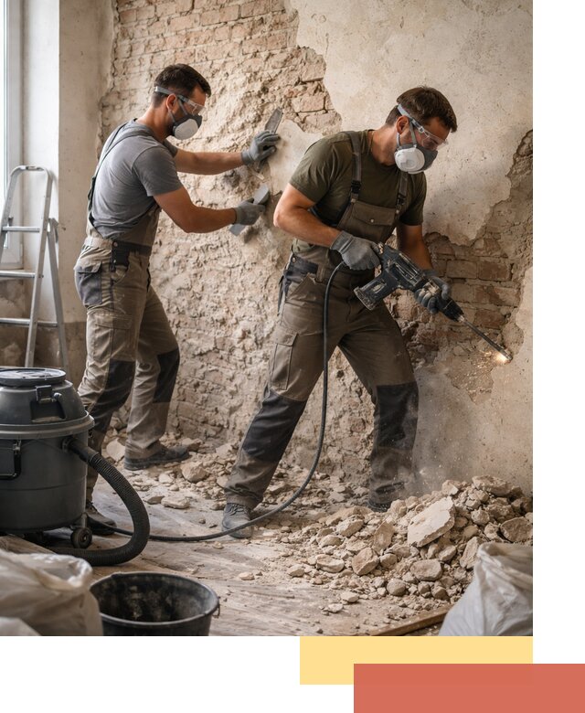 Демонтаж штукатурки со стен в мирном быстро и аккуратно