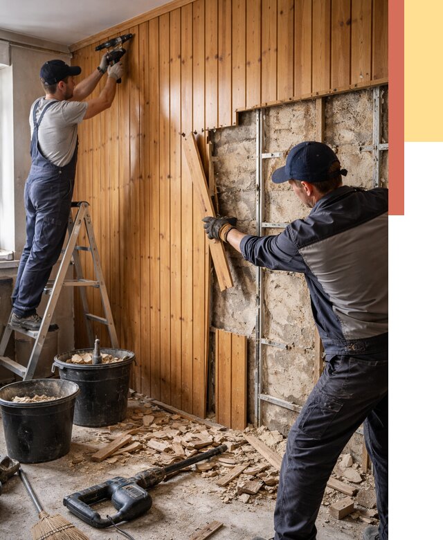 Демонтаж вагонки со стен в мирном от 1466 руб. — снятие, удаление, срочно | ОТДЕЛОЧНИК-Мир