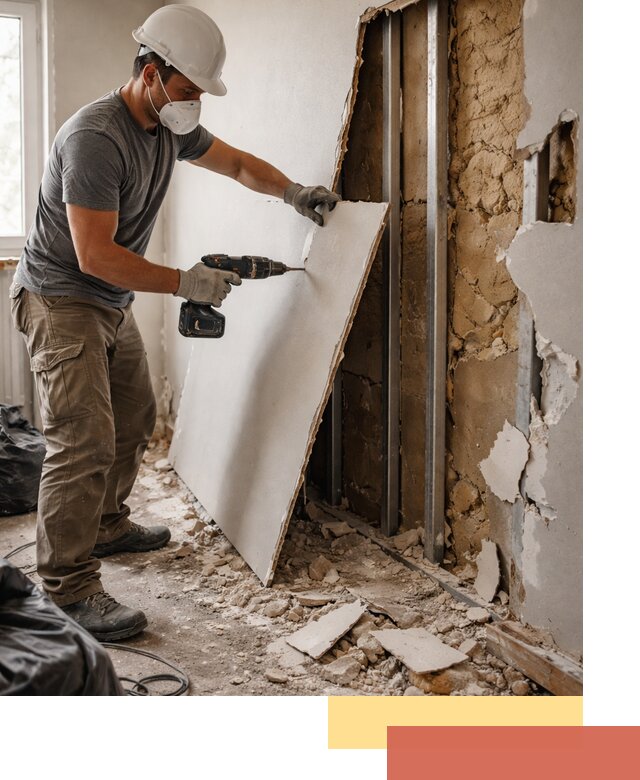 Демонтаж гипсокартона со стен в мирном качественно и быстро