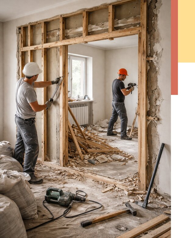 Демонтаж деревянных перегородок в мирном от 3235 руб. — быстро и недорого | ОТДЕЛОЧНИК-Мир