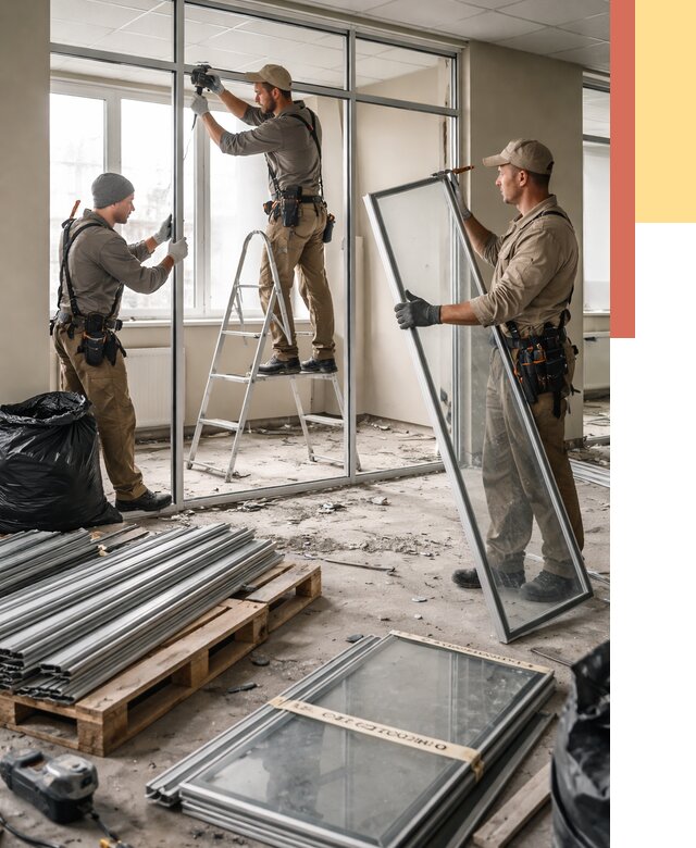 Демонтаж алюминиевых перегородок в мирном от 4246 руб. — быстро и недорого | ОТДЕЛОЧНИК-Мир