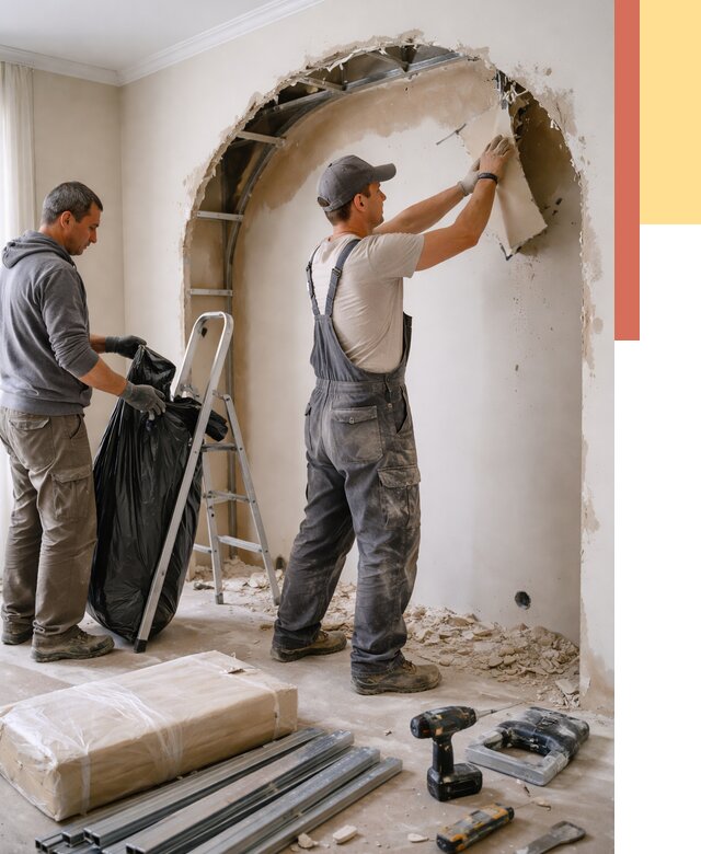 Демонтаж арки из гипсокартона в мирном от 3538 руб. — услуги под ключ | ОТДЕЛОЧНИК-Мир