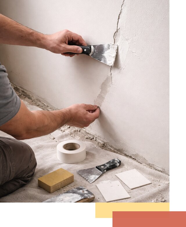 Заделка трещин и сколов в стенах и потолках в мирном