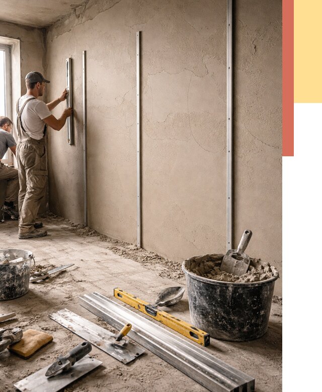 Штукатурка стен по маякам в мирном от 5560 руб./м² — выравнивание под ключ | ОТДЕЛОЧНИК-Мир