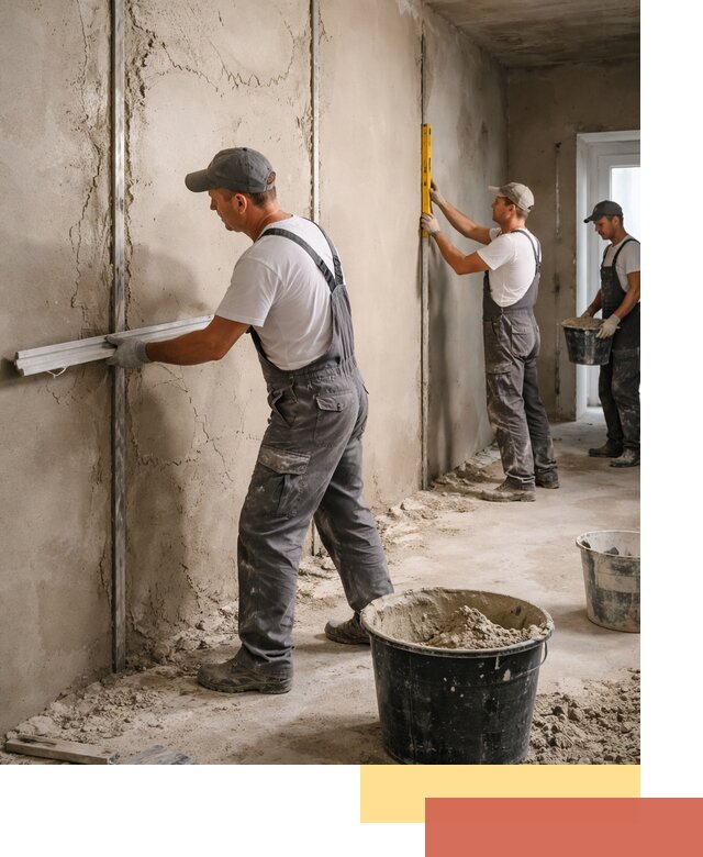 Штукатурка стен по маякам в мирном — точная и ровная поверхность