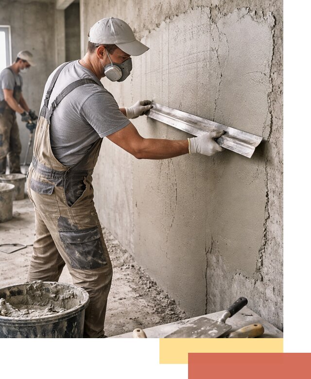 Штукатурка бетонных стен в мирном качественно и долговечно