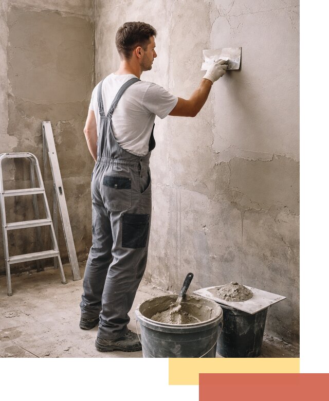 Штукатурка стен в ванной под ключ в мирном