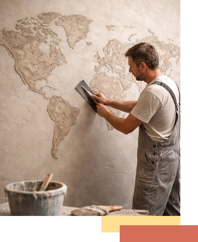 Декоративная штукатурка «Карта мира» под ключ в мирном