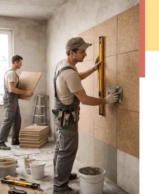 Монтаж пробковых панелей на стены в мирном от 3538 руб. — ОТДЕЛОЧНИК-Мир