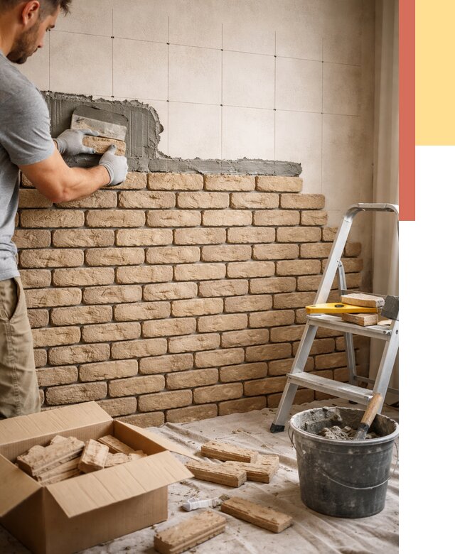 Монтаж декоративного кирпича в мирном от 3235 руб./м² — быстро и недорого | ОТДЕЛОЧНИК-Мир