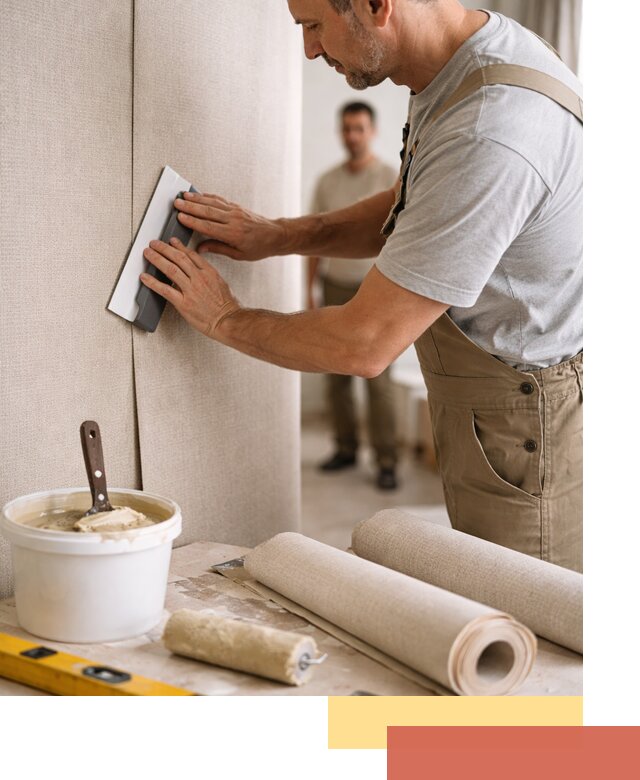 Поклейка текстильных обоев в мирном профессионально и аккуратно