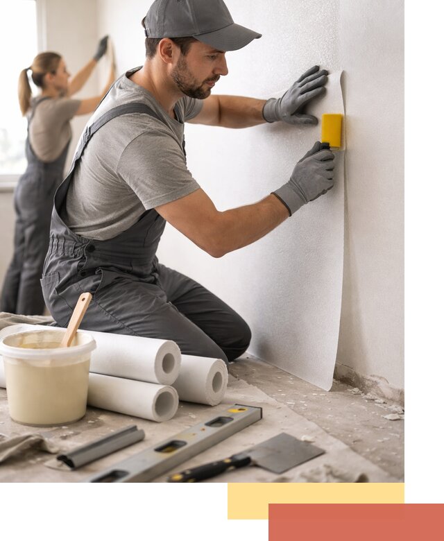 Поклейка стеклообоев профессионально в мирном