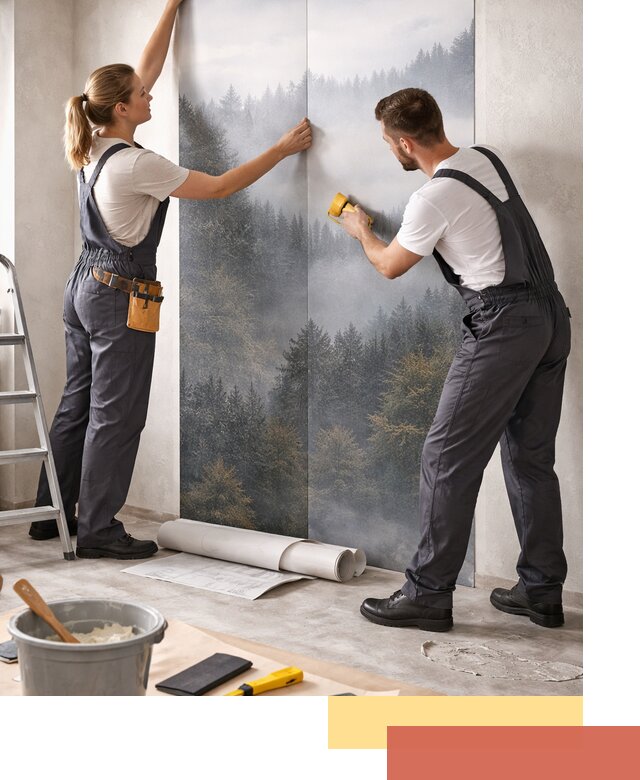 Поклейка фотообоев профессионально в мирном под ключ