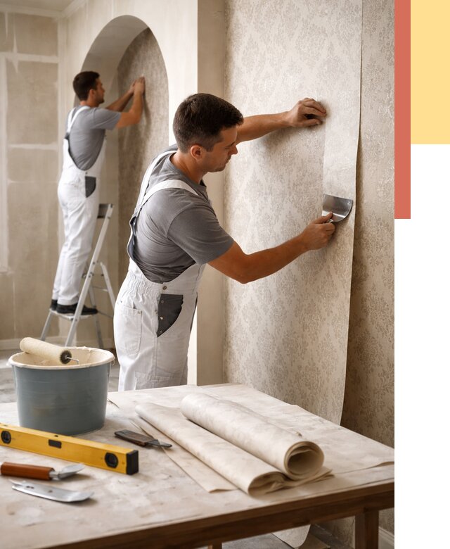 Поклейка обоев на сложные стены в мирном от 2831 руб. под ключ | ОТДЕЛОЧНИК-Мир