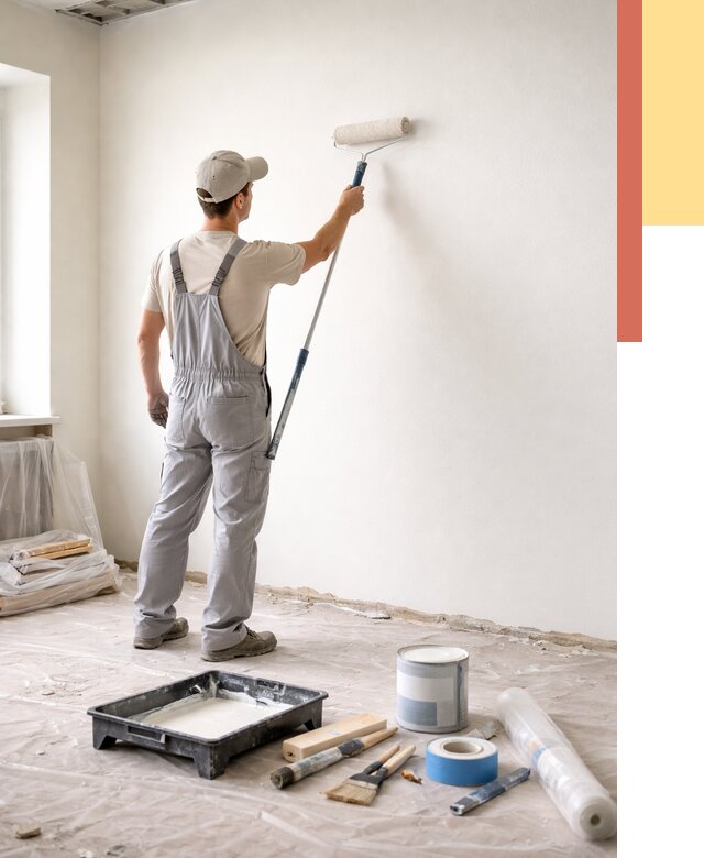 Покраска стен водоэмульсионной краской в мирном от 455 руб. за м² | ОТДЕЛОЧНИК-Мир