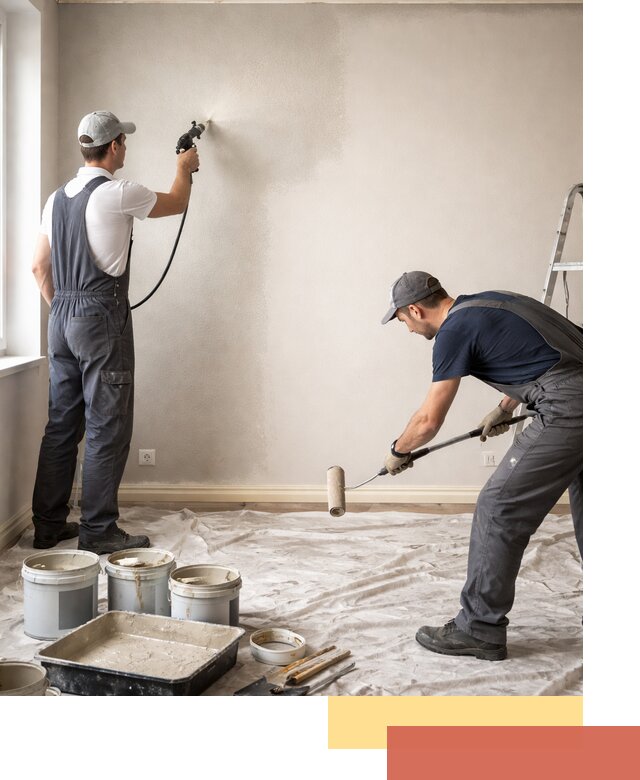 Покраска стен моющейся краской и защита поверхностей в мирном