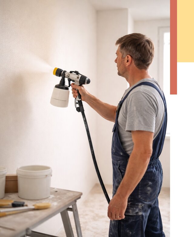 Покраска стен краскопультом в мирном от 7582 руб. — механизированная покраска | ОТДЕЛОЧНИК-Мир