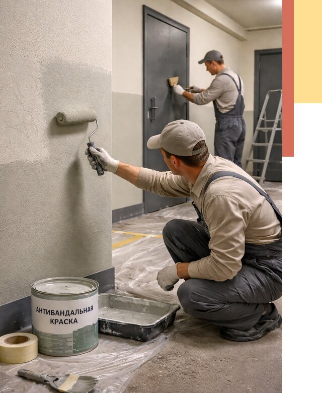 Покраска стен антивандальной краской в мирном от 4549 руб./м² под ключ | ОТДЕЛОЧНИК-Мир