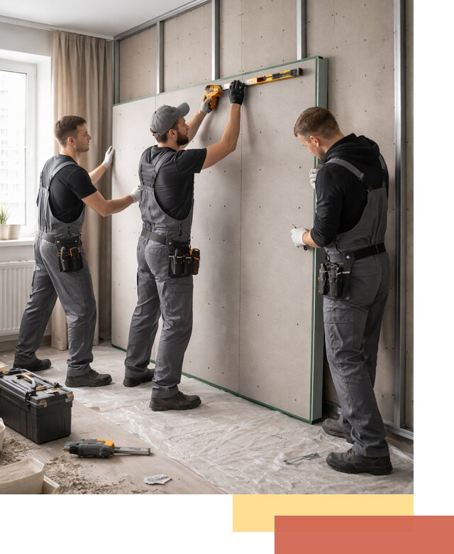 Шумоизоляция стен панелями ЗИПС в мирном для жилых и коммерческих помещений