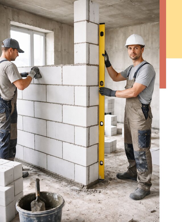 Кладка перегородок из пеноблока в мирном от 1820 руб. под ключ | ОТДЕЛОЧНИК-Мир