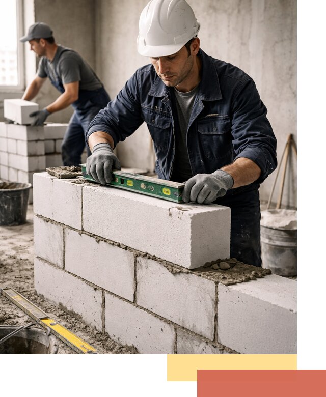 Кладка перегородок из пеноблока под ключ в мирном