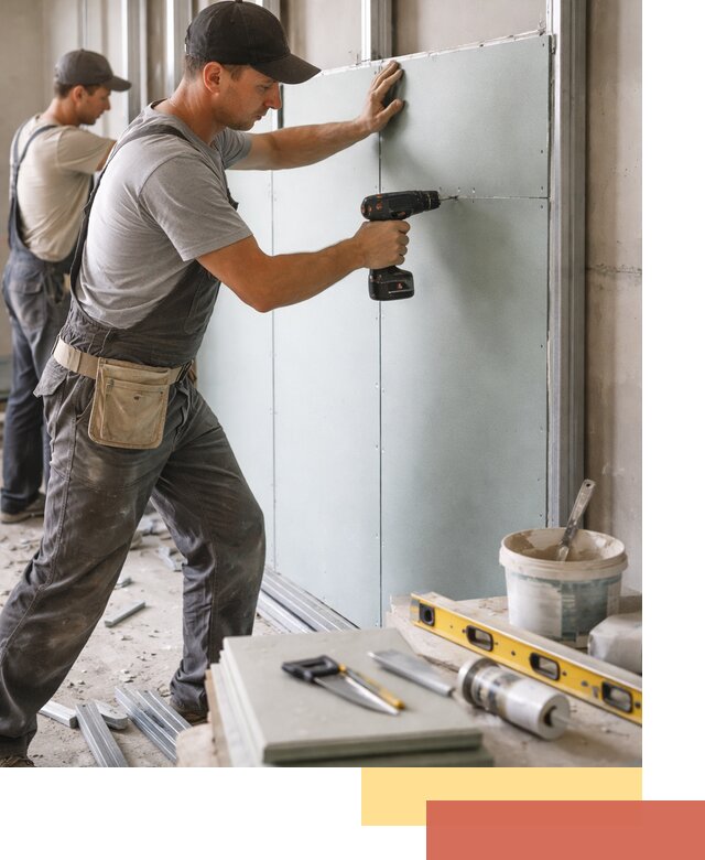 Кладка влагостойких перегородок ПГП в мирном