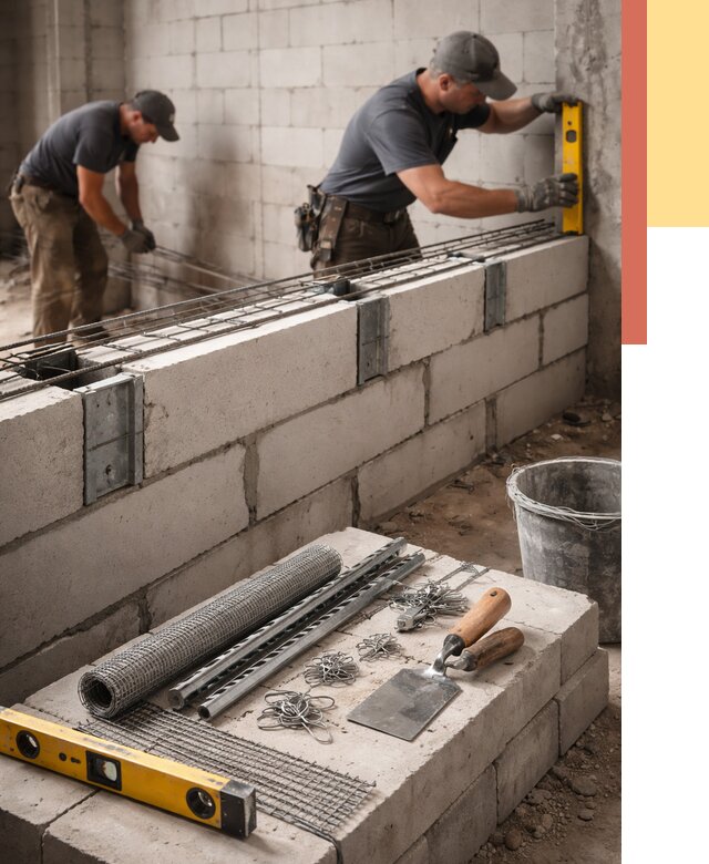 Армирование кладки перегородок в мирном от 758 руб. под ключ | ОТДЕЛОЧНИК-Мир
