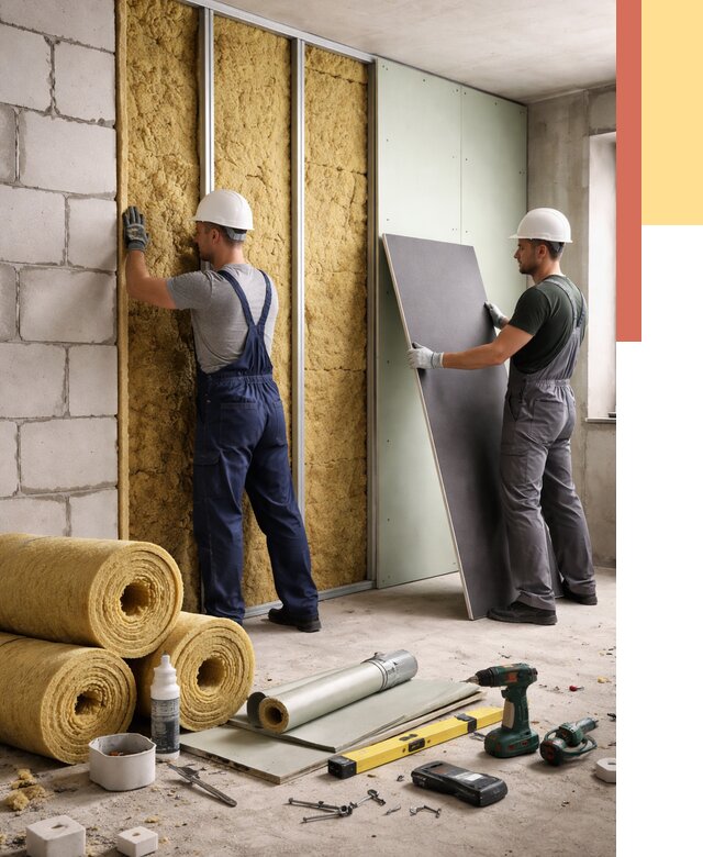 Шумоизоляция перегородок из блоков в мирном от 1870 руб./м² — быстро и недорого | ОТДЕЛОЧНИК-Мир