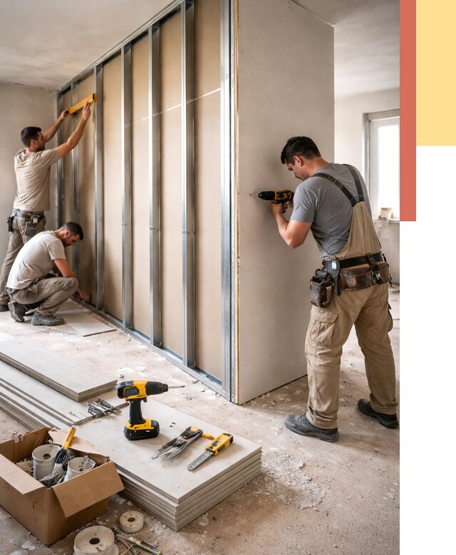 Монтаж однослойной перегородки из гипсокартона в мирном от 657 руб. | ОТДЕЛОЧНИК-Мир