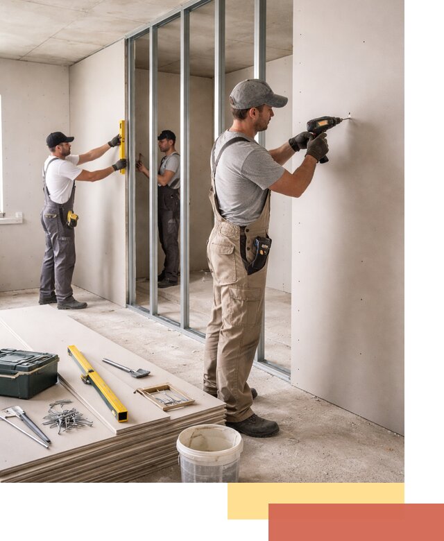 Однослойная перегородка из гипсокартона в мирном под ключ, монтаж и отделка