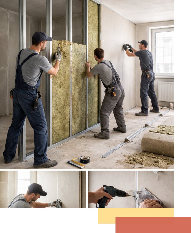 Перегородка из гипсокартона с шумоизоляцией в мирном — монтаж под ключ