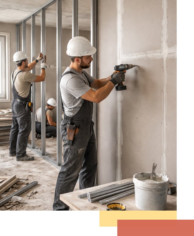 Перегородки из огнестойкого гипсокартона в мирном под ключ