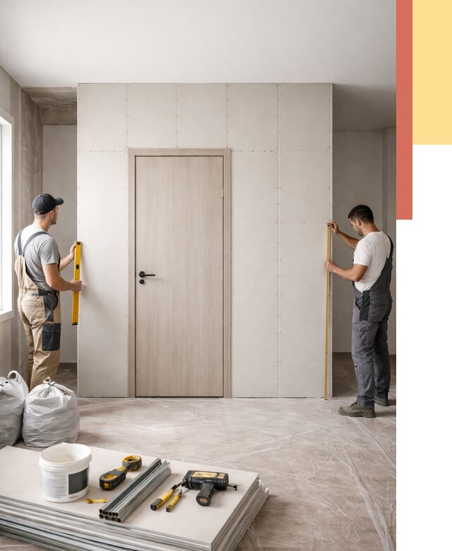 Перегородка из гипсокартона с дверью в мирном от 4549 руб. под ключ | ОТДЕЛОЧНИК-Мир