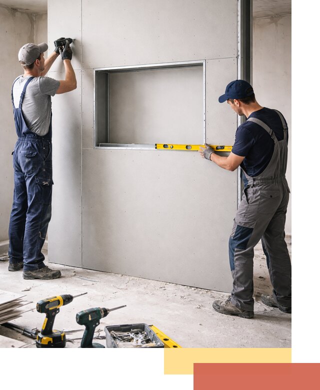 Перегородка из гипсокартона с нишей под декор в мирном