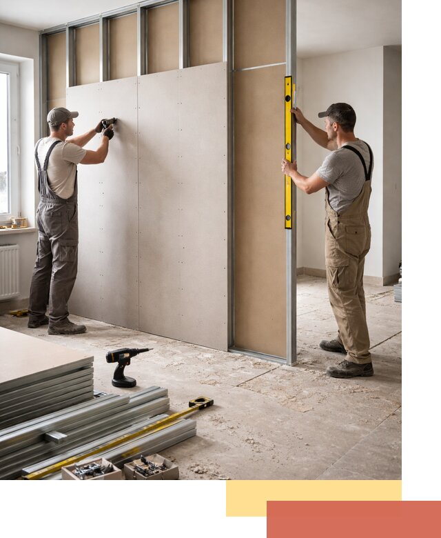 Зонирующая перегородка из гипсокартона под ключ в мирном