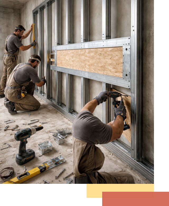 Усиленная перегородка для крепления тяжёлых конструкций в мирном