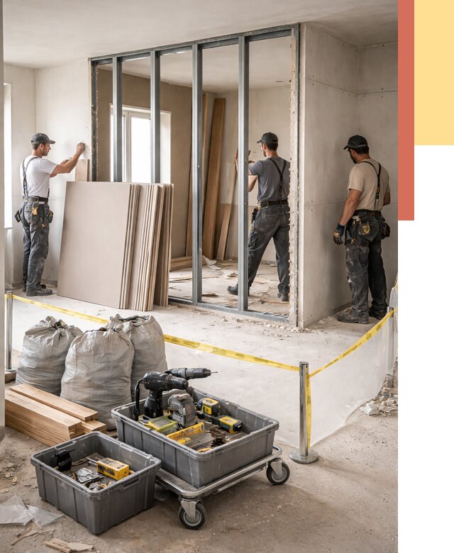 Перенос гипсокартонной перегородки в мирном под ключ от 4549 руб. | Демонтаж и монтаж – ОТДЕЛОЧНИК-Мир