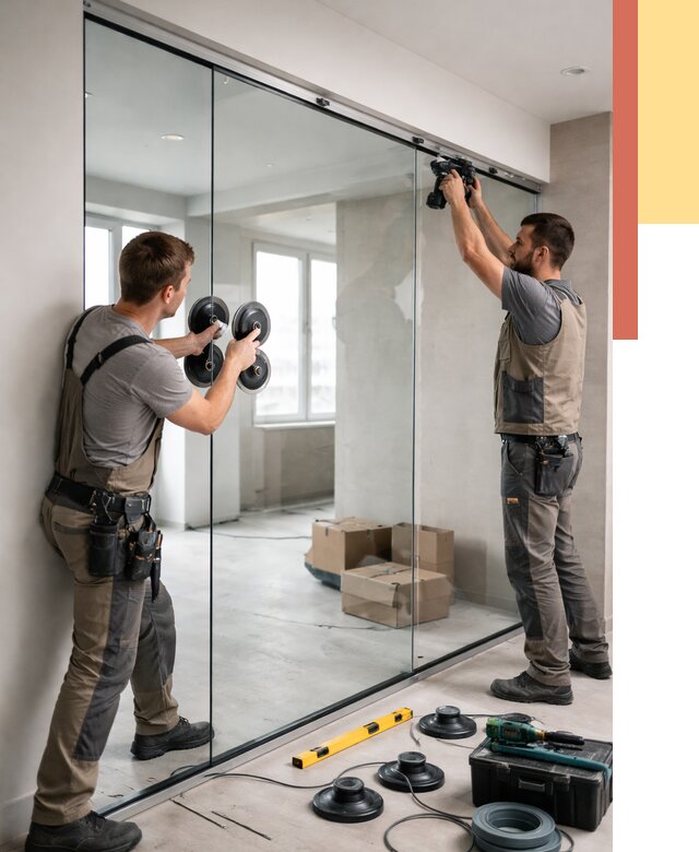 Монтаж стеклянных перегородок в мирном от 6571 руб. | ОТДЕЛОЧНИК-Мир