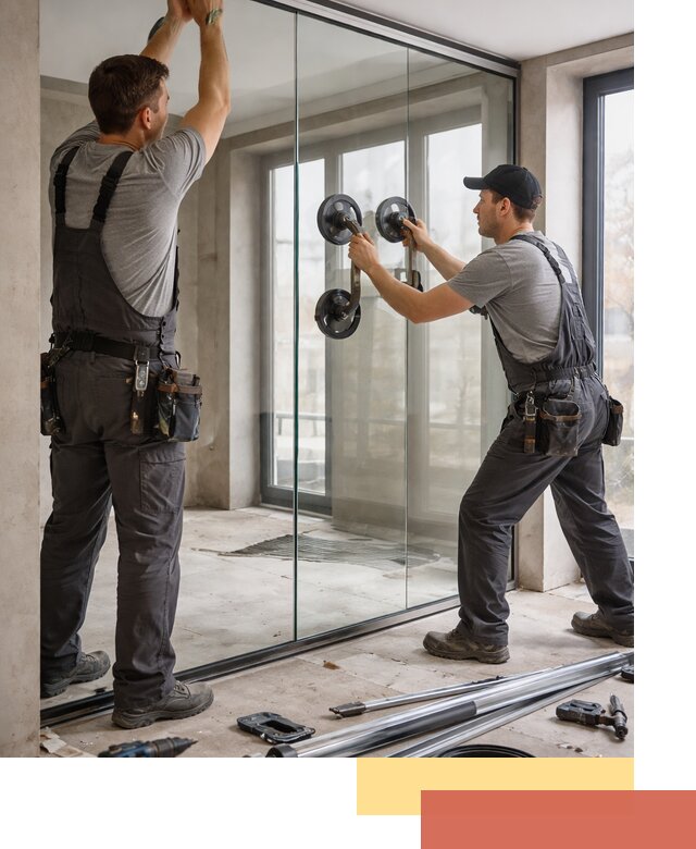 Цельностеклянные перегородки под ключ в мирном