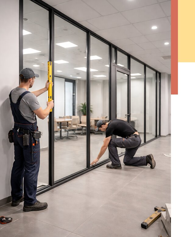 Каркасные стеклянные перегородки в мирном под ключ от 9300 руб. | ОТДЕЛОЧНИК-Мир