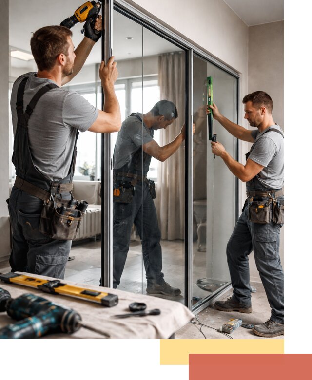 Каркасные стеклянные перегородки под ключ в мирном