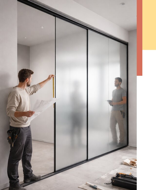 Матовые стеклянные перегородки в мирном от 8593 руб. — монтаж и установка | ОТДЕЛОЧНИК-Мир