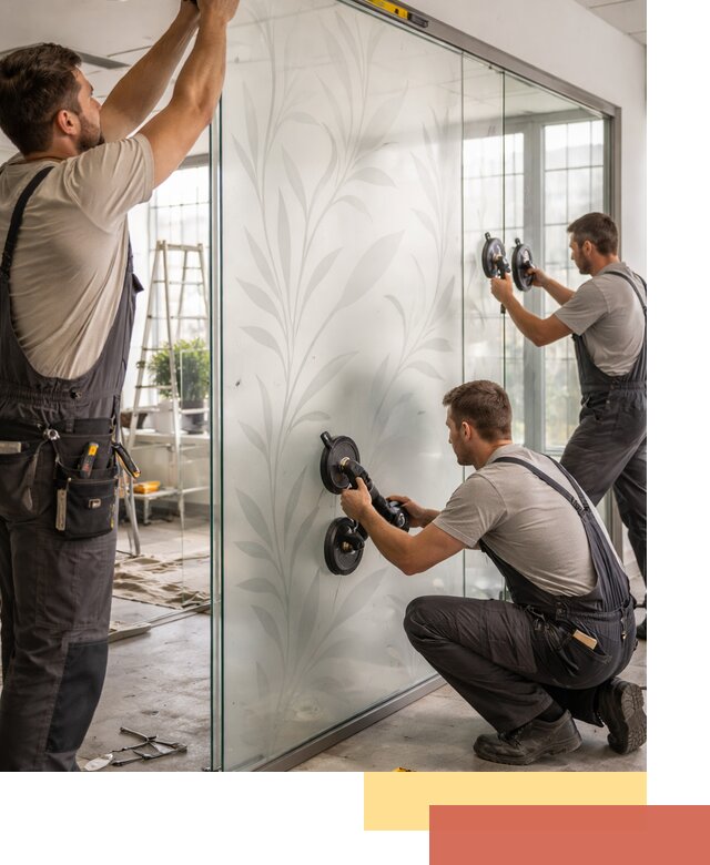 Стеклянные перегородки с рисунком на заказ в мирном