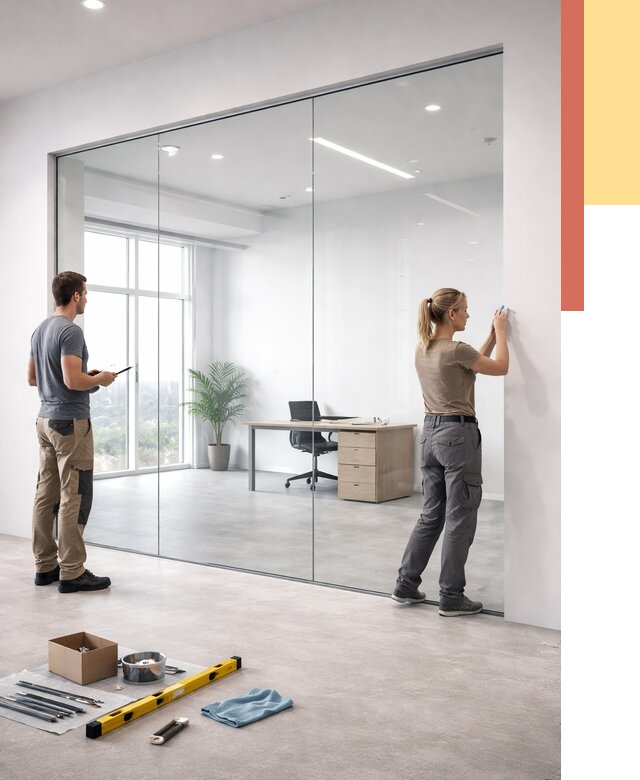 Перегородки из закаленного стекла в мирном от 9604 руб. под ключ | ОТДЕЛОЧНИК-Мир