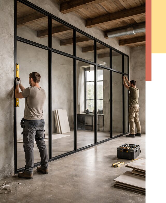 Стеклянные перегородки лофт в мирном от 10614 руб. под ключ | ОТДЕЛОЧНИК-Мир