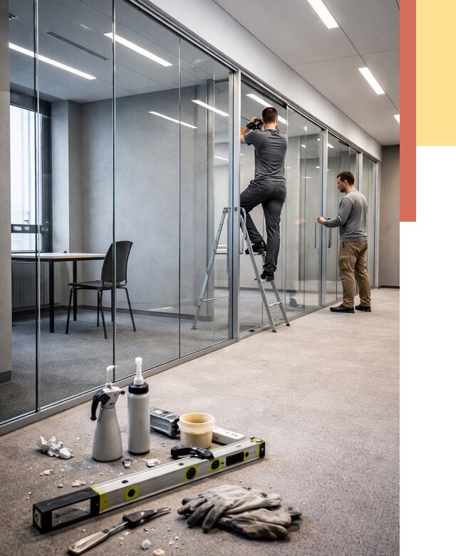 Стеклянные офисные перегородки в мирном от 8593 руб. — монтаж и установка | ОТДЕЛОЧНИК-Мир