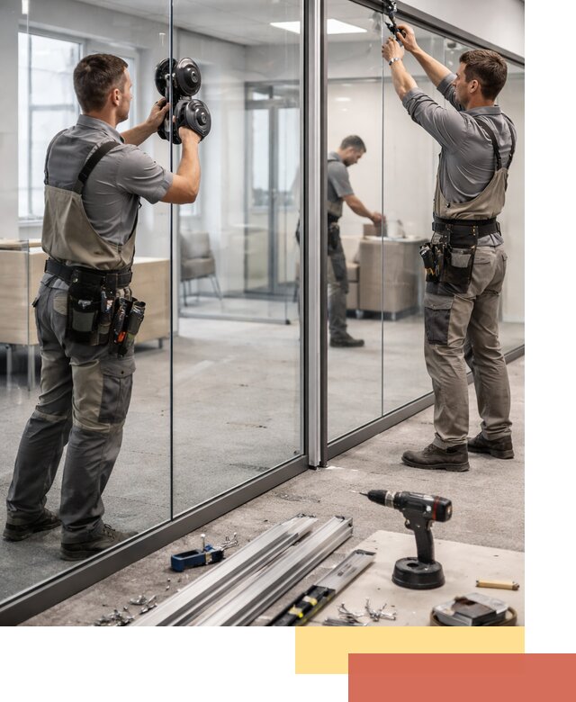 Стеклянные офисные перегородки под ключ в мирном