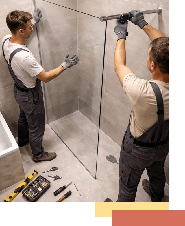 Стеклянные перегородки для душа в мирном — изготовление и монтаж