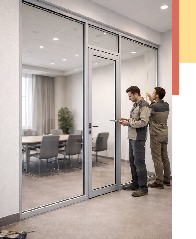 Установка и монтаж алюминиевых перегородок со стеклом в мирном от 8289 руб. | ОТДЕЛОЧНИК-Мир