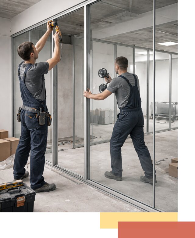 Алюминиевые перегородки со стеклом в мирном — изготовление и монтаж